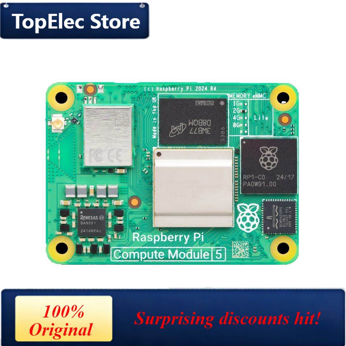 Raspberry Pi 5 8Gb Board - Scheda di sviluppo TopElec Raspberry Pi
